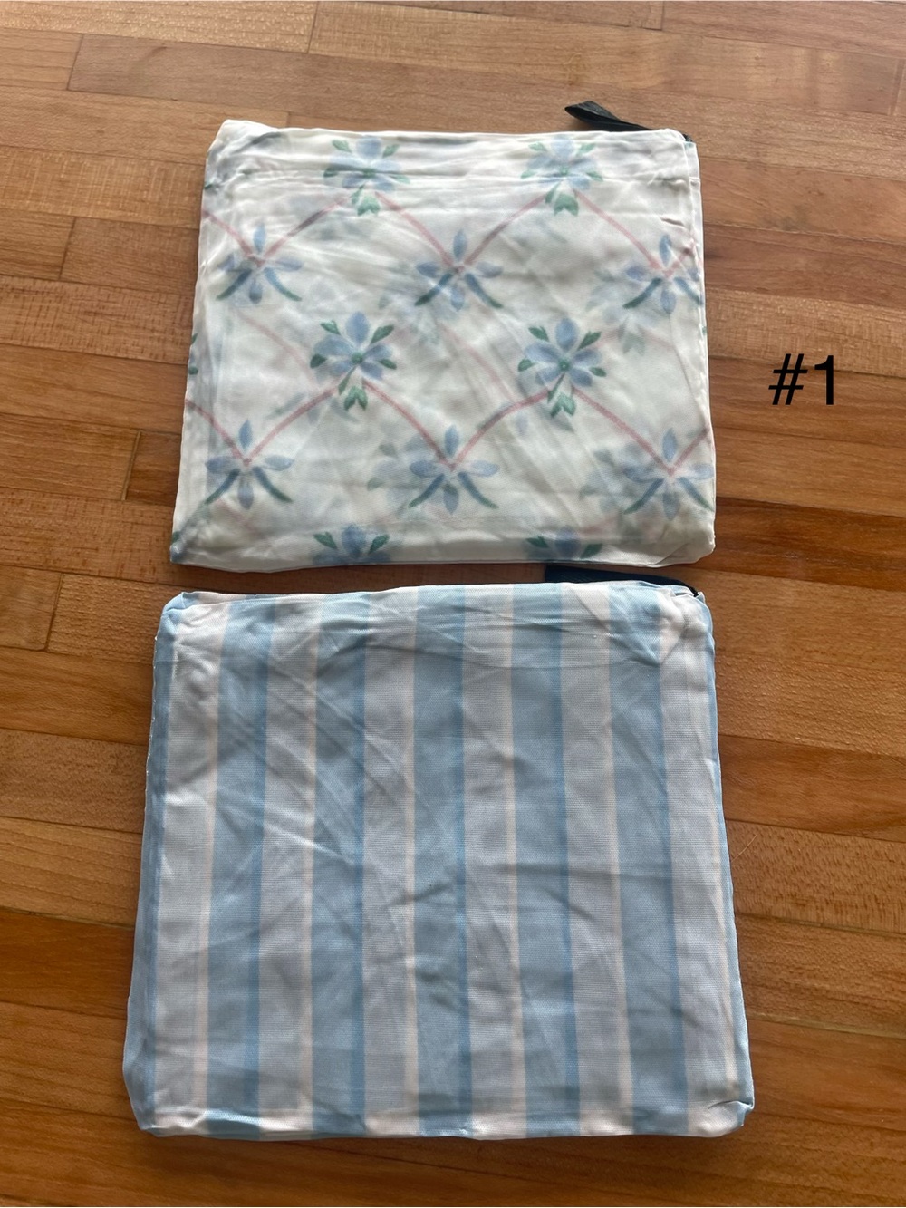Set of 2 Reusable Floral & Stripe Tote Bag - Picture 2 of 7